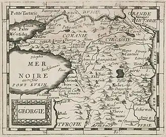 Pierre Du Val - Géorgie (1676) (остров Чечень (Tzezeni I.) изображен напротив устья Терека)