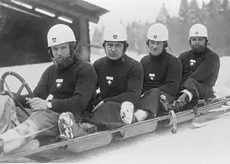 Пьер Мюзи, Шарль Бувье, Йозеф Берли и Арнольд Гартман на зимней Олимпиаде-1936