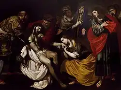 Пьета с Иоанном Евангелистом, Мадонной, Иосифом Аримафейским и Марией Магдалиной. Холст, масло. Церковь Санта-Мария-Реджина-Чели, Неаполь