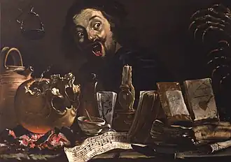 Питер ван Лар. Автопортрет в стиле ванитас. Между 1635 и 1637. Холст, масло. Метрополитен-музей, Нью-Йорк