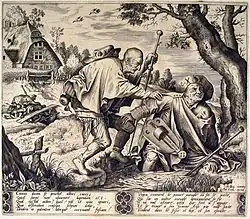 Притча о слепых. Около 1561. Офорт П. ван дер Хейдена на тему Брейгеля