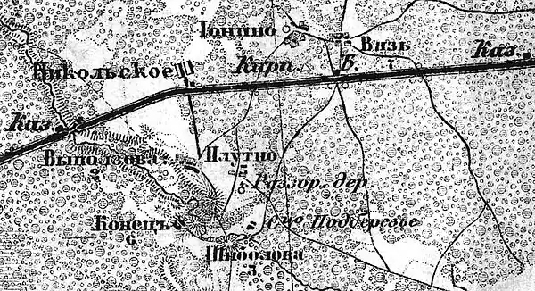 Деревня Шибалово на карте 1917 года