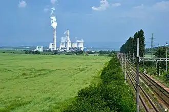 Вид на электростанцию из Вышкова