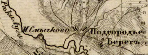 Деревня Подгородье на карте 1863 года