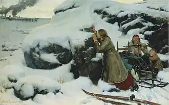 Альберт Эдельфельт. Сожжённая деревня (1879 год).