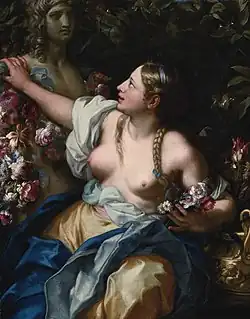 Совместно с К. Маратта. Портрет молодой женщины в образе Флоры. До 1695. Холст, масло. Частное собрание