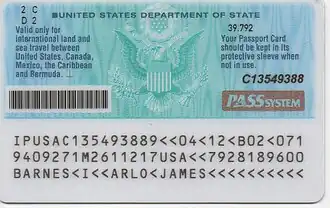 Задняя сторона карты