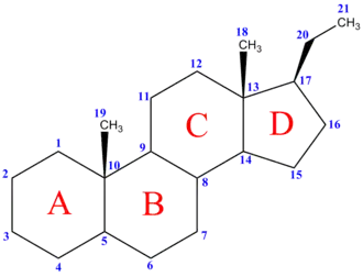 Нумерация атомов углерода стероидного ядра