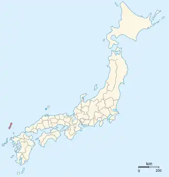 Провинция Цусима (выделена) на административной карте Японии (1868)