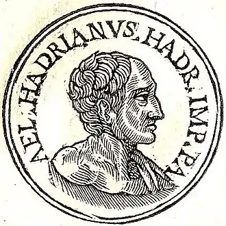 Портрет Публия Элия Адриана Афра из сборника биографий Promptuarii Iconum Insigniorum (1553 год)