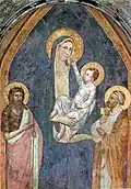Фреска Мадонна с младенцем,Иоанном Крестителем и св. Петром 1345-1365,  канто ди  Монтероло, Флоренция
