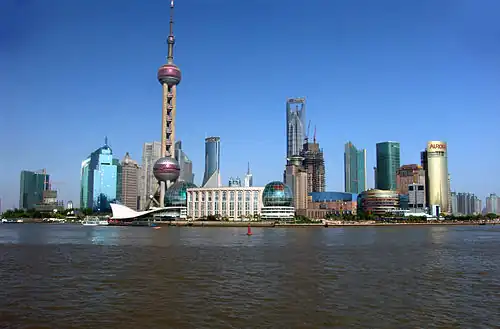 Вид Пудуна с набережной Вайтань