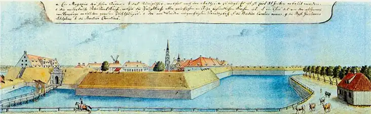 Вид на Цитадель со стороны города в конце XVIII века. Рисунок И.&nbsp;К.&nbsp;Бротце