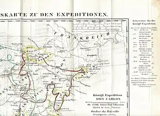 Карта похода дона Карлоса.