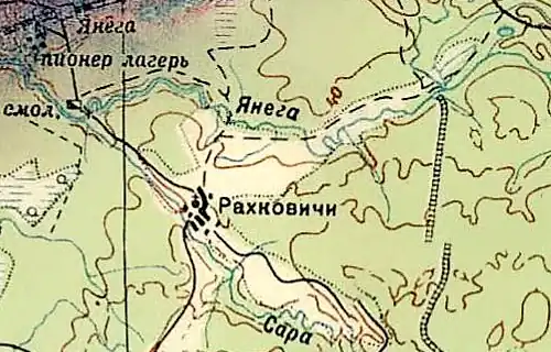 Деревня Рахковичи на карте РККА 1940 года