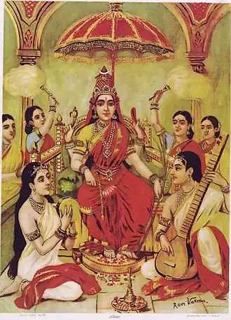 Богиня Амбика на картине Раджараджешвари Лалиты Деви