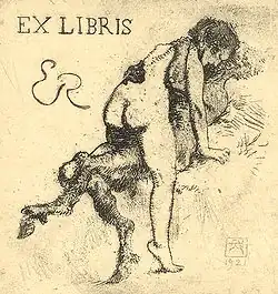 Ex Libris E R. 1921. Офорт