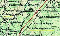 Деревня Раево (Райева) и мыза Раево (Райево Мещерскаго) на карте (примерно 1900 год)