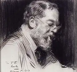 Раймонд Кросби. Портрет Джона Сингера Сарджента (склонившегося над шахматной доской?), 1917