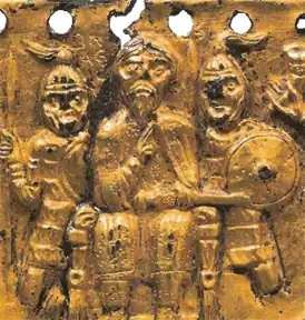 Триумф короля Агилульфа, фрагмент шлема. Национальный музей Барджелло.