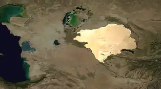 Вид на Кызылкумы из космоса