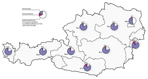 Карта религий в Австрии (2001)