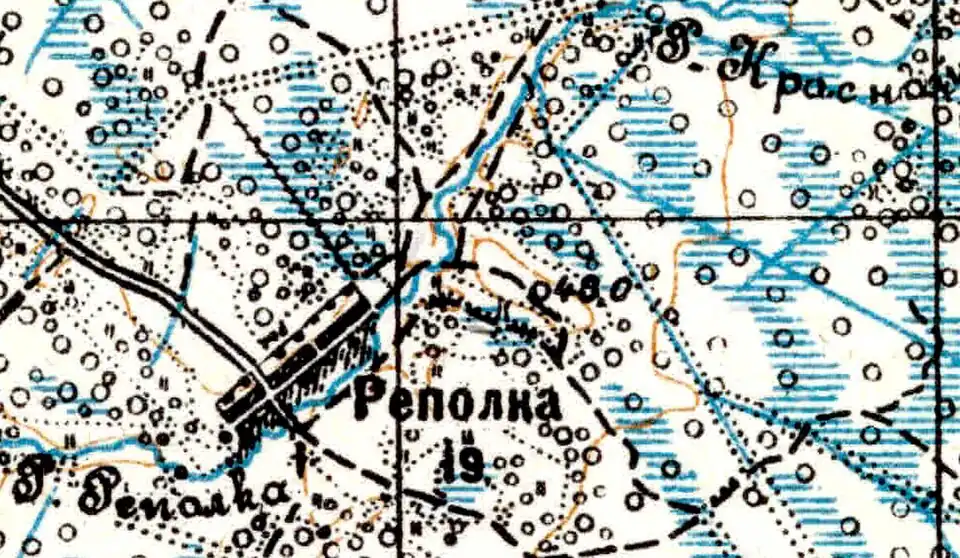 Деревня Реполка на карте 1934 года