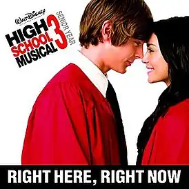 Обложка сингла Зак Эфрон и Ванесса Хадженс «Right Here, Right Now» (2008)