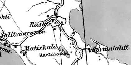 Деревня Рийска на финской карте 1923 года