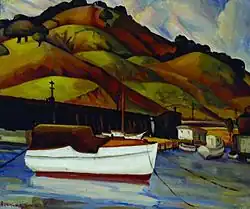 California Hills With White Boat