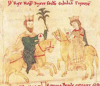 Рожер II встречает Сибиллу Бургундскую (Пётр из Эболи)