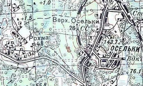 Деревня Рохма на карте 1939 года