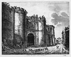 Л. Россини. Порта Пинчиана. Между 1818 и 1835. Офорт