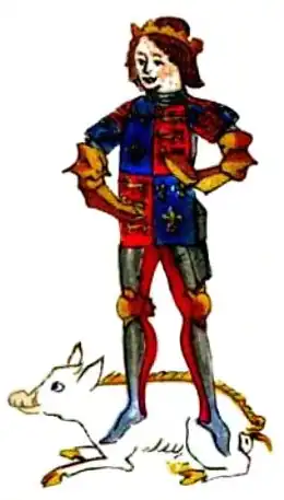 Изображение Эдуарда на фрагменте миниатюры «Свитка Роуза», XV век