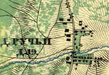 Деревня Ручьи на карте 1860 года