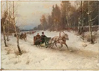 Катание на санях зимой (около 1917)