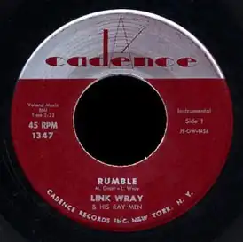Обложка сингла Link Wray and his Raymen «Rumble» (1958)