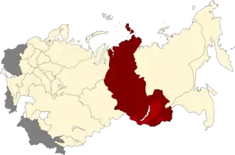 Восточно-Сибирский край на карте РСФСР (11.08.1930)