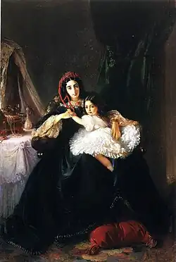 Константин Маковский. «Портрет графини А. Д. Ржевуской с дочерью», 1860-е гг.
