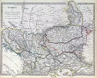 Карта 1829 года севера Османской империи.