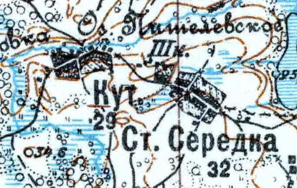 Деревня Старая Серёдка на карте 1926 года