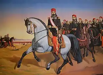 Конный портрет Мухаммеда III, Хазнадар находится сразу за ним.