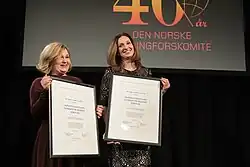 In 2017, Olga Sadovskaya (right) received the Helsinki Committee’s Andrei Sakharov Freedom Prize on behalf of the Committee against Torture together with Elena Milashina (left) on behalf of the Russian newspaper Novaya Gazeta