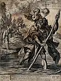 Святой Христофор.1586. Офорт Я. Б. Вринтса по рисунку И. Вирикса