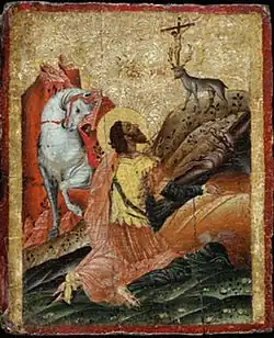 Видение святого Евстафия  (икона критской школы, XVII век)