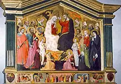 Коронование Девы Марии и двенадцать святых. До 1430. Дерево, темпера. Церковь Санта-Тринита, Флоренция
