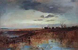 Осень. Деревушка у ручья