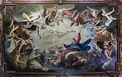 А. Варотари. Вознесение Девы. Плафон Зала Альберго. 1634—1636. Холст, масло