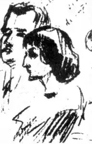 Лозинский и Анна Ахматова. Рисунок Сергея Городецкого