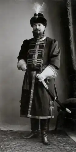 Полковник лейб-гвардии Преображенского полка С.С.Навроцкий в наряде начального человека из жильцов времен царя Алексея Михайловича